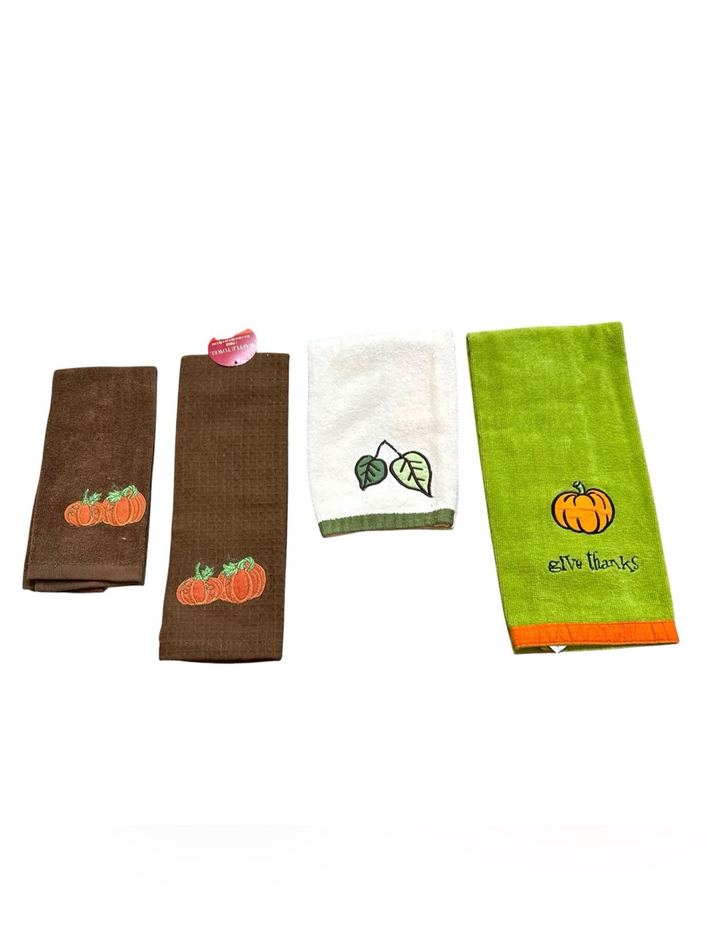 Lot of Four Harvest Fall Pumpkin Themed Tea Towels